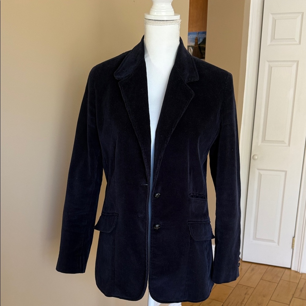 Vintage90s Silver Unicorn Corduroy Blazer. Navy blue.